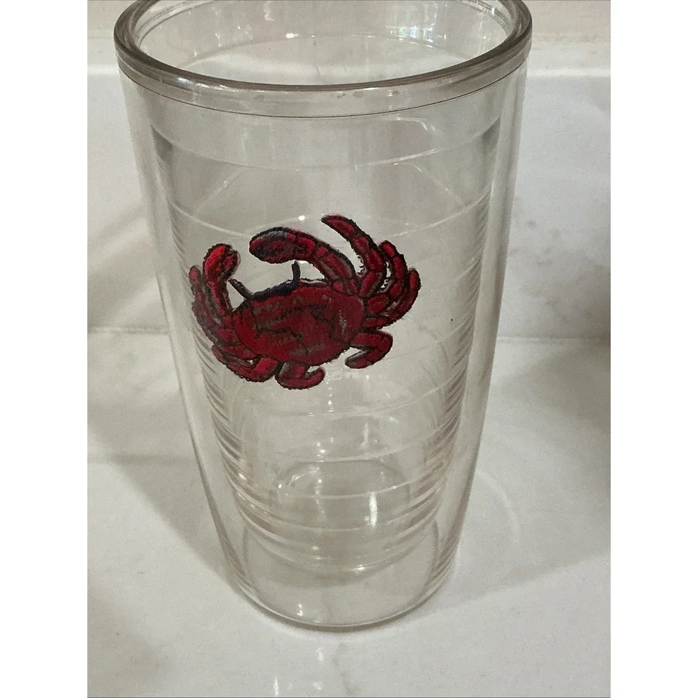 Tervis 16 oz Tumblers Lot of 5 Embroidered Red Crab Insulated Beach Lakehouse